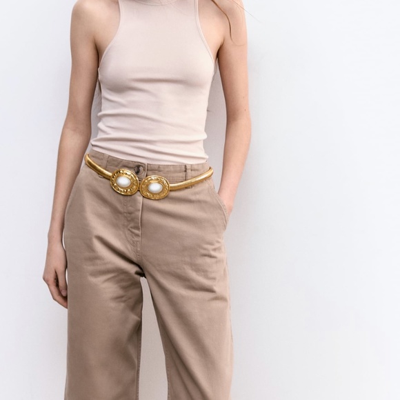 Zara limited edition metallic golden belt